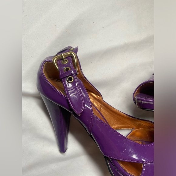 Women’s Purple Open Toe Sandal Pumps | Kitten Heel with Buckle Detail Size 8 - Picture 11 of 12